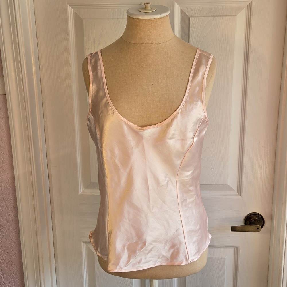 Cinema Etoile Vintage Pink Satin Camisole Women's Size M Pincess Seams Lingerie